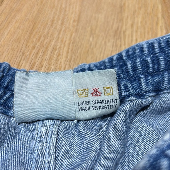 Vintage R&R Blue Cargo Denim Skater Shorts / Jorts with Elastic Waistband - Picture 7 of 9